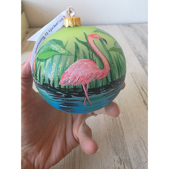 bird flamingo glitter ball ornament remember Xmas Poland tree unique - Picture 8 of 9